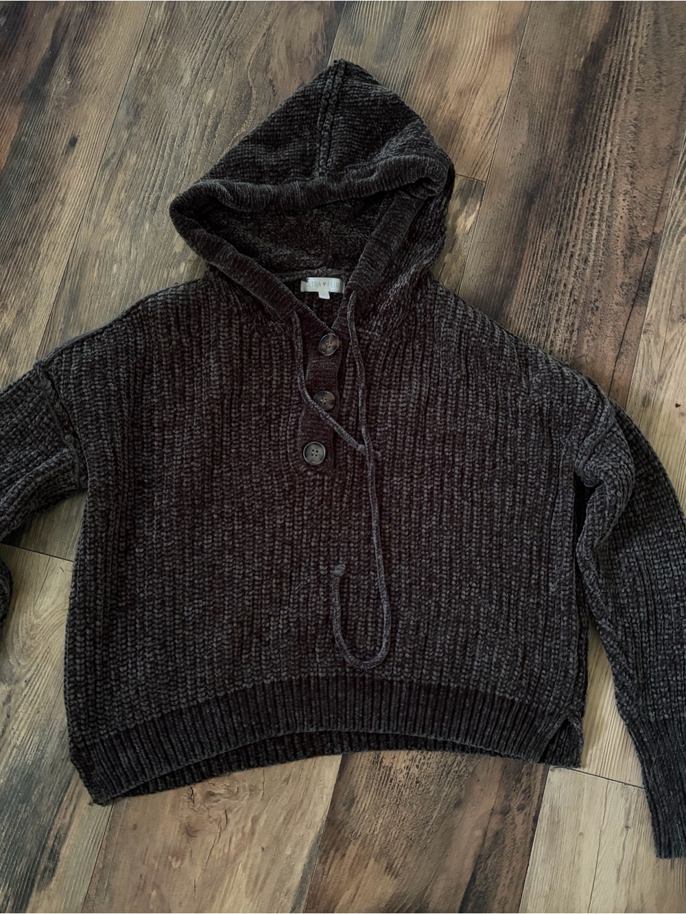 Ultra Flirt Hooded Button Pullover Sweater